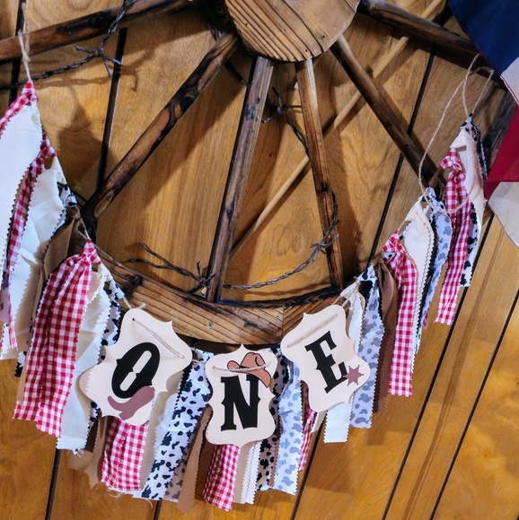 Two Cowprint Like New Highchair Banners First Birthday $10 Each - Picture 2 of 3